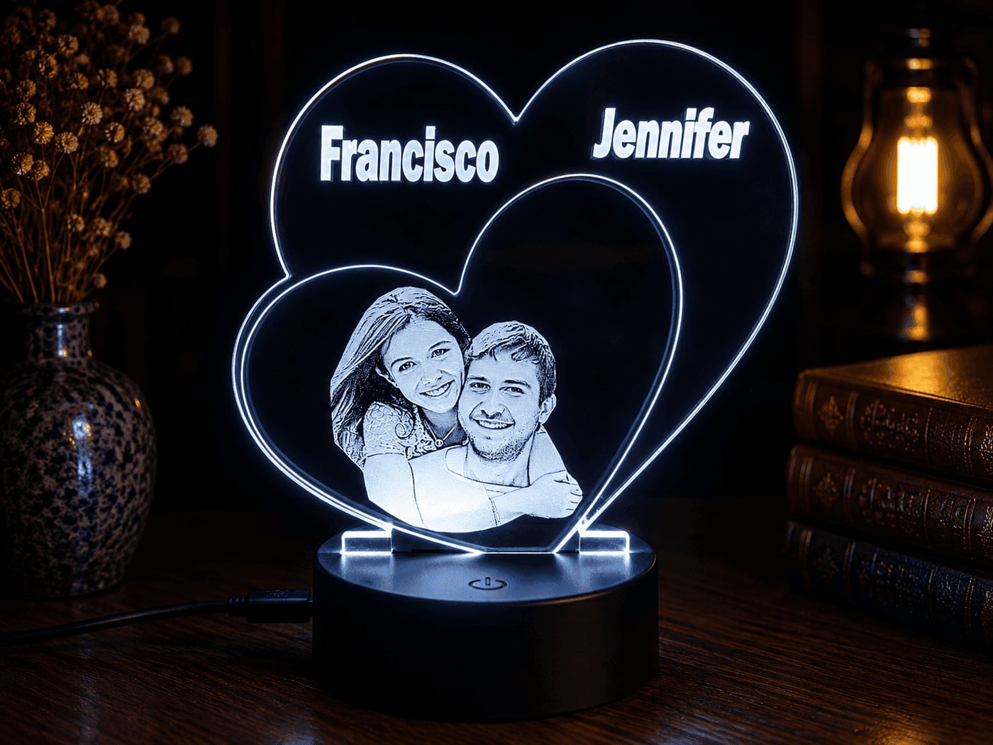 2008-Lámpara LED Personalizada – doble Corazón 1182